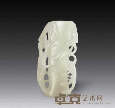 清 白玉竹节形珮 7×3.7cm